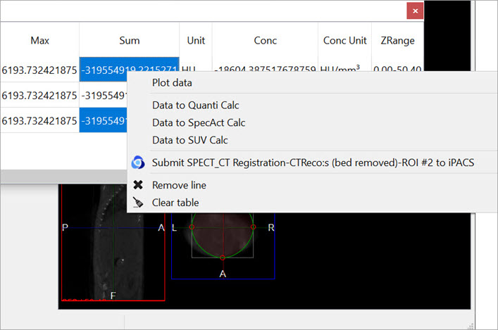 Quantification Table Options