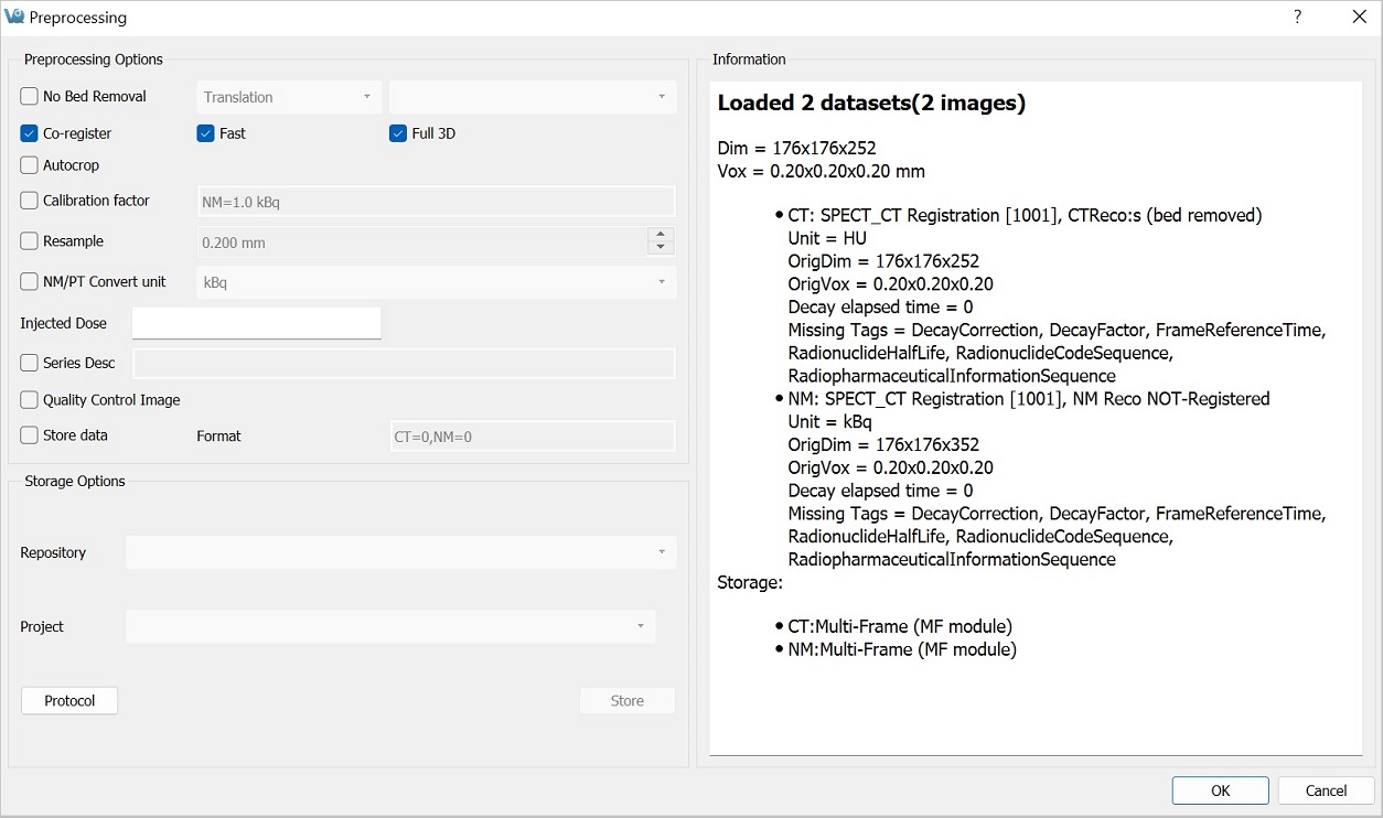 Preprocessing Tool Panel