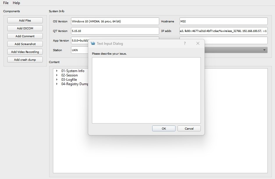 Reporter Input Dialog