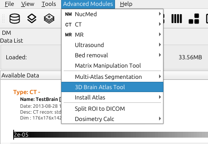 Brain Atlas menu tool