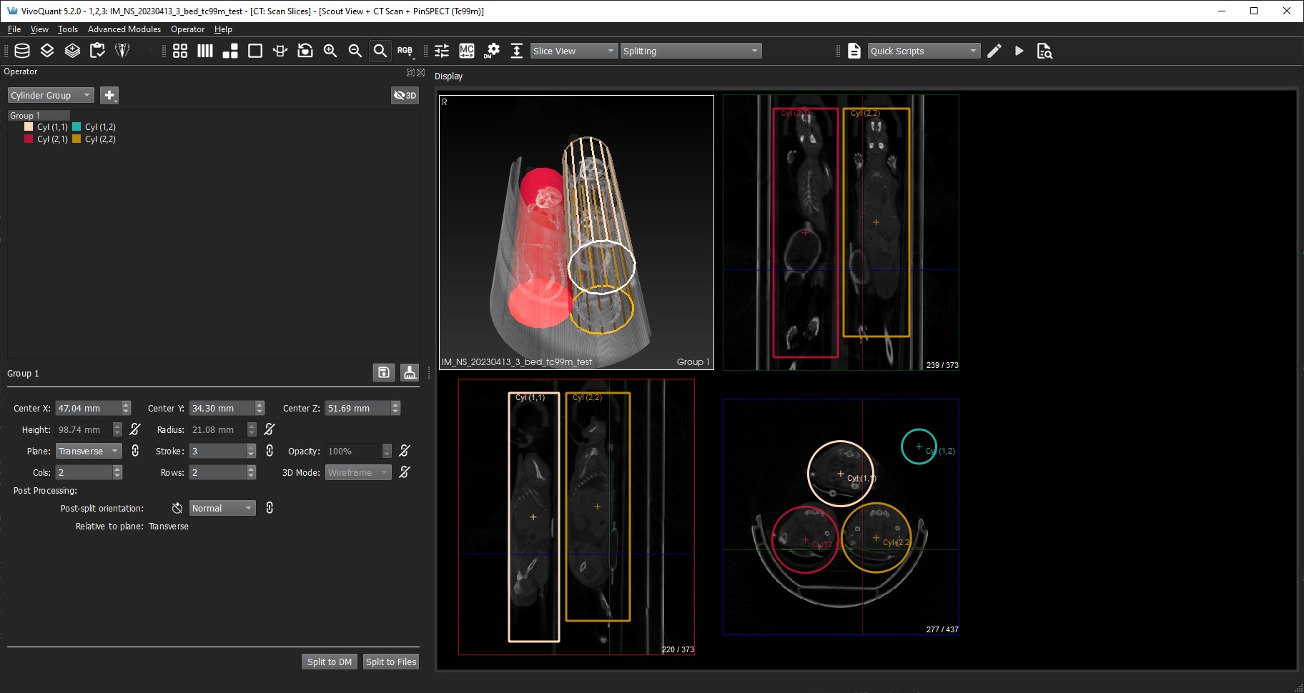 Splitting Operator Group Cylinder