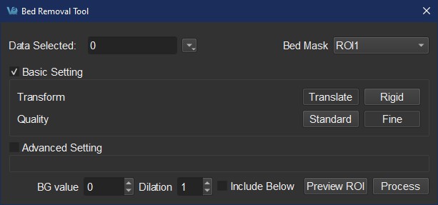 Basic Bed Removal settings