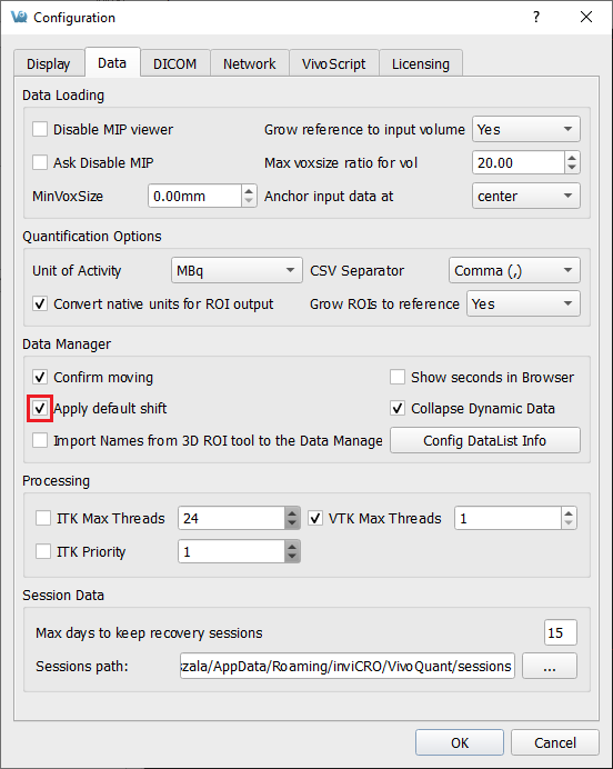 Apply Default Shift