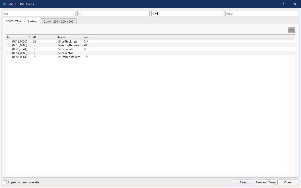 DICOM Editor filter