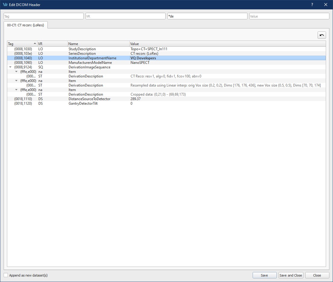 DICOM Editor Window