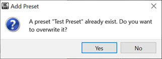 Overwrite Preset
