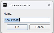 Enter Preset Name