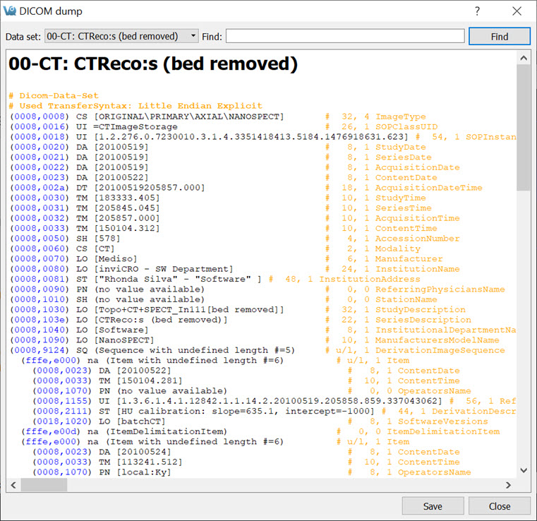 DICOM Dump Window